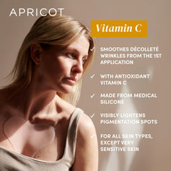 APRICOT Decollete Pad highlights medical-grade silicone and vegan materials.