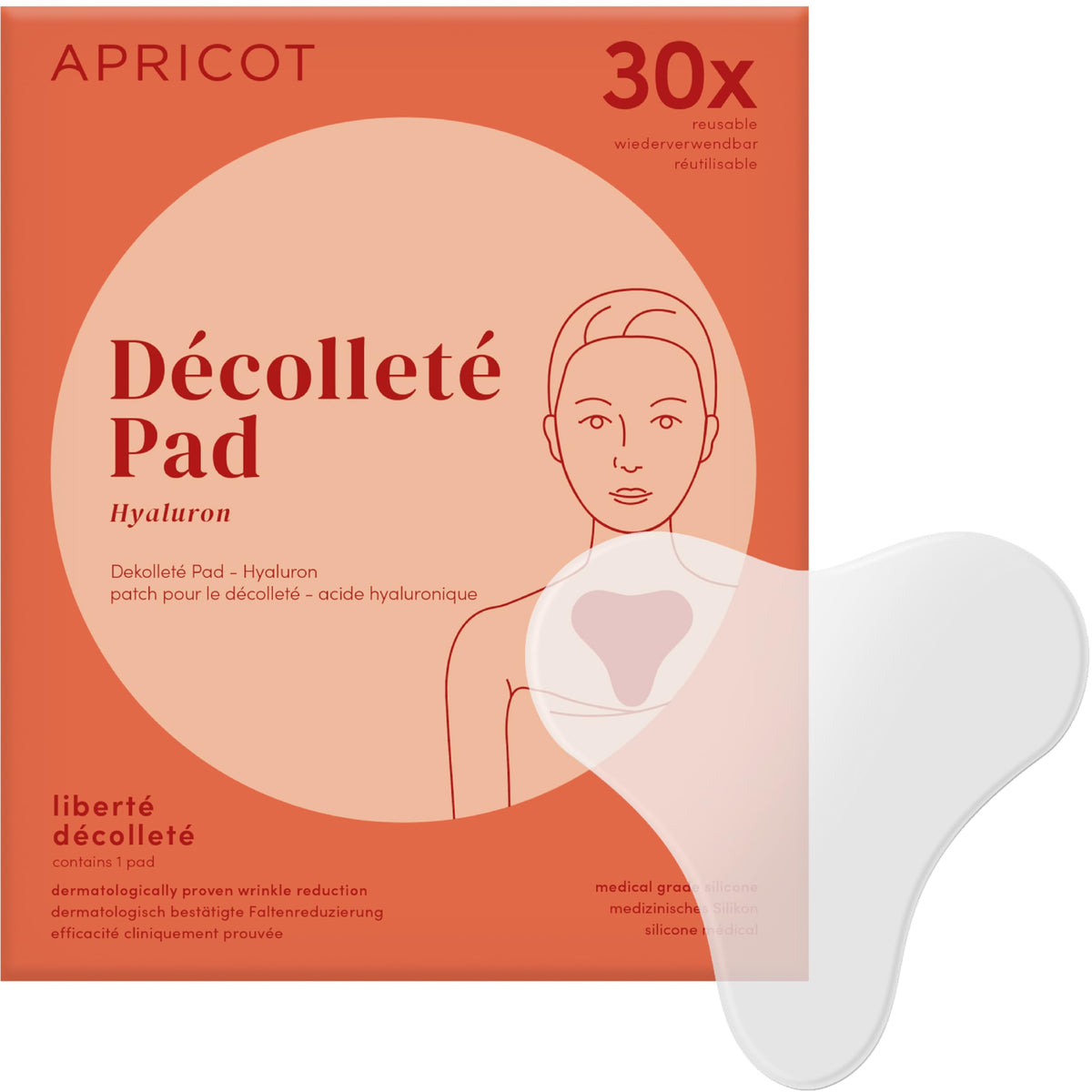 APRICOT Liberté Décolleté pad close-up for smoothing and hydration.