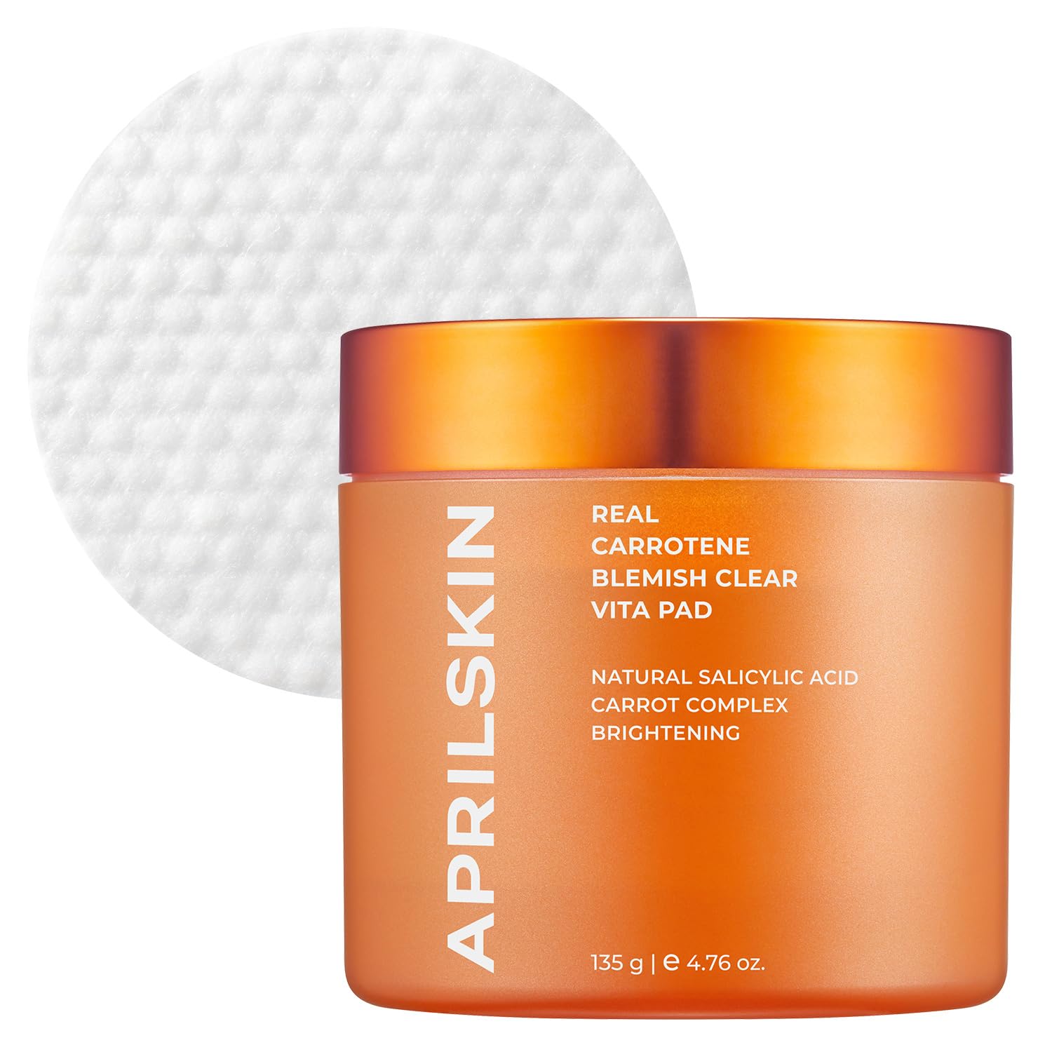 APRILSKIN Carrotene Clarifying Pads box shows vegan formula for clear, balanced skin.