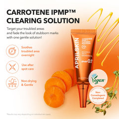 APRILSKIN Carrotene IPMP Clearing Solution swirl on hand, refreshing application for calm, clear skin.