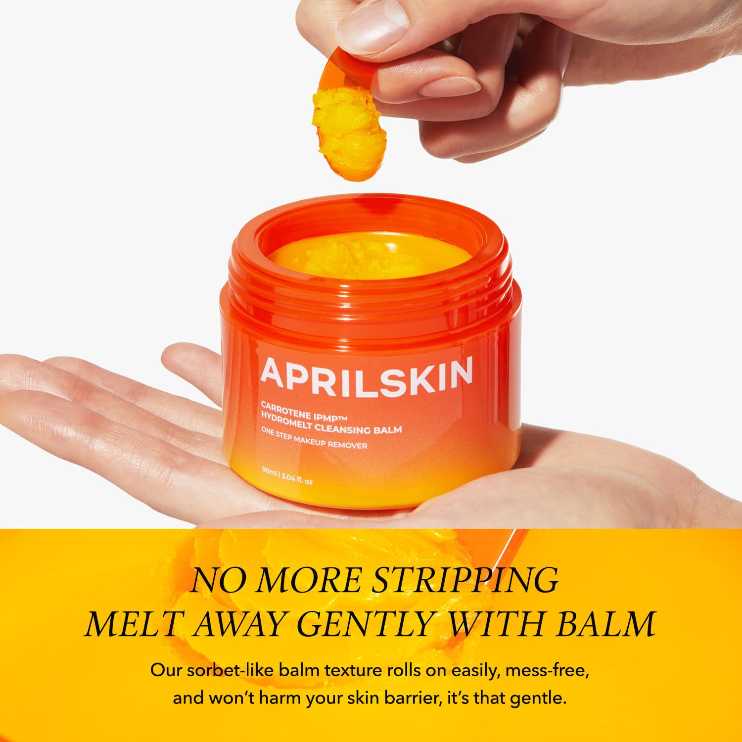 APRILSKIN Cleansing balm in action removing makeup and sunscreen without harsh rubbing.
