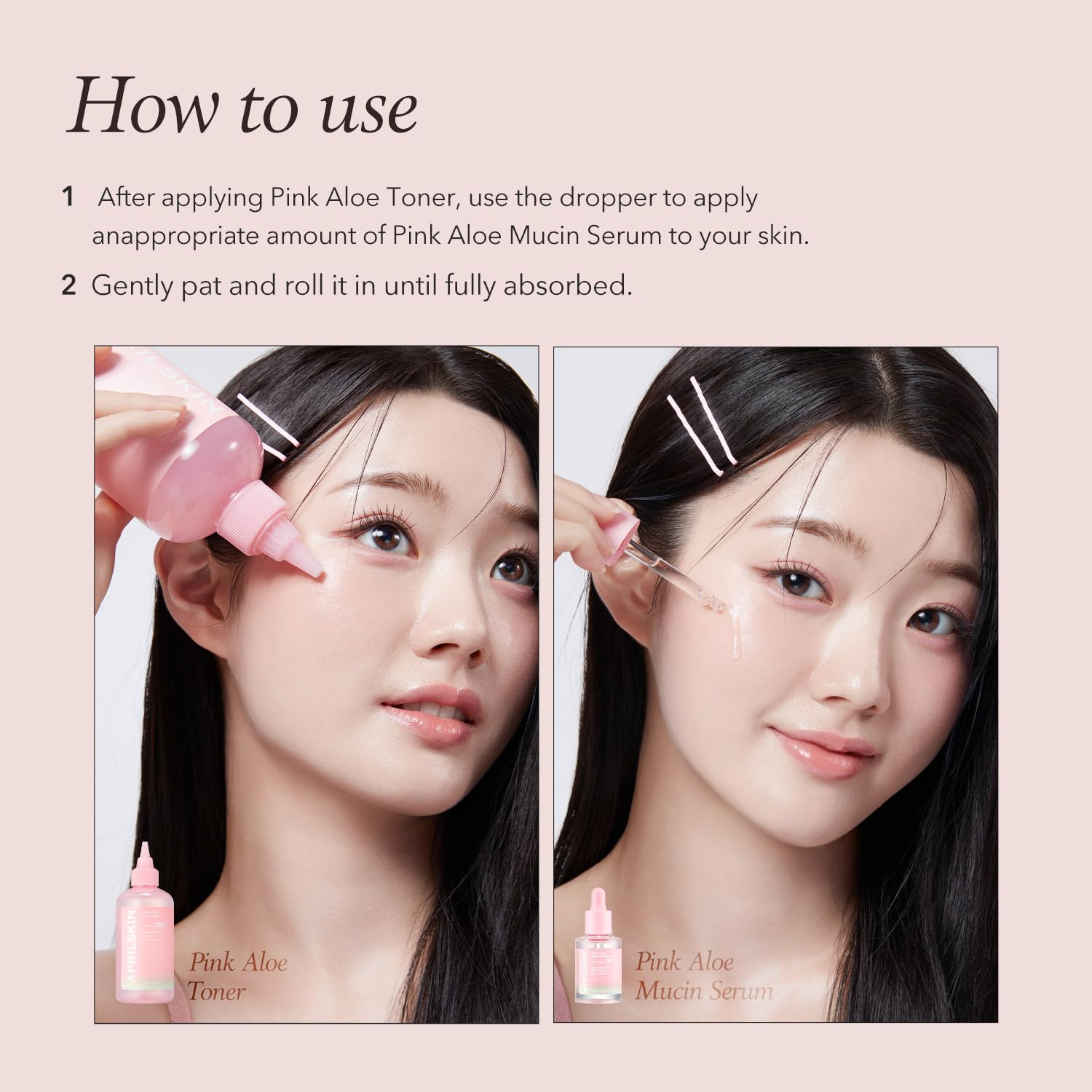 APRILSKIN Pink Aloe Mucin Serum on vanity with greenery.