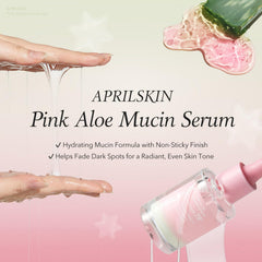 APRILSKIN Pink Aloe Mucin Serum texture swatch demonstrates quick absorption.
