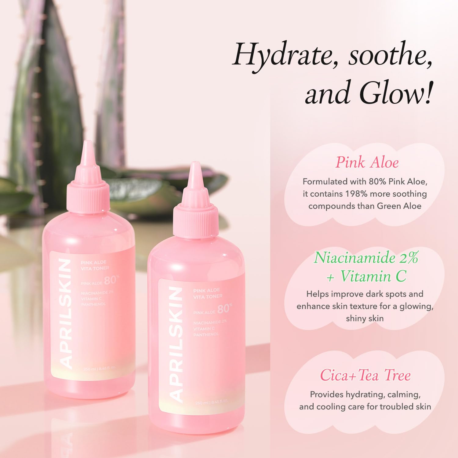 APRILSKIN Pink Aloe Vita Toner on a cotton pad demonstrates a smooth, non-sticky application.