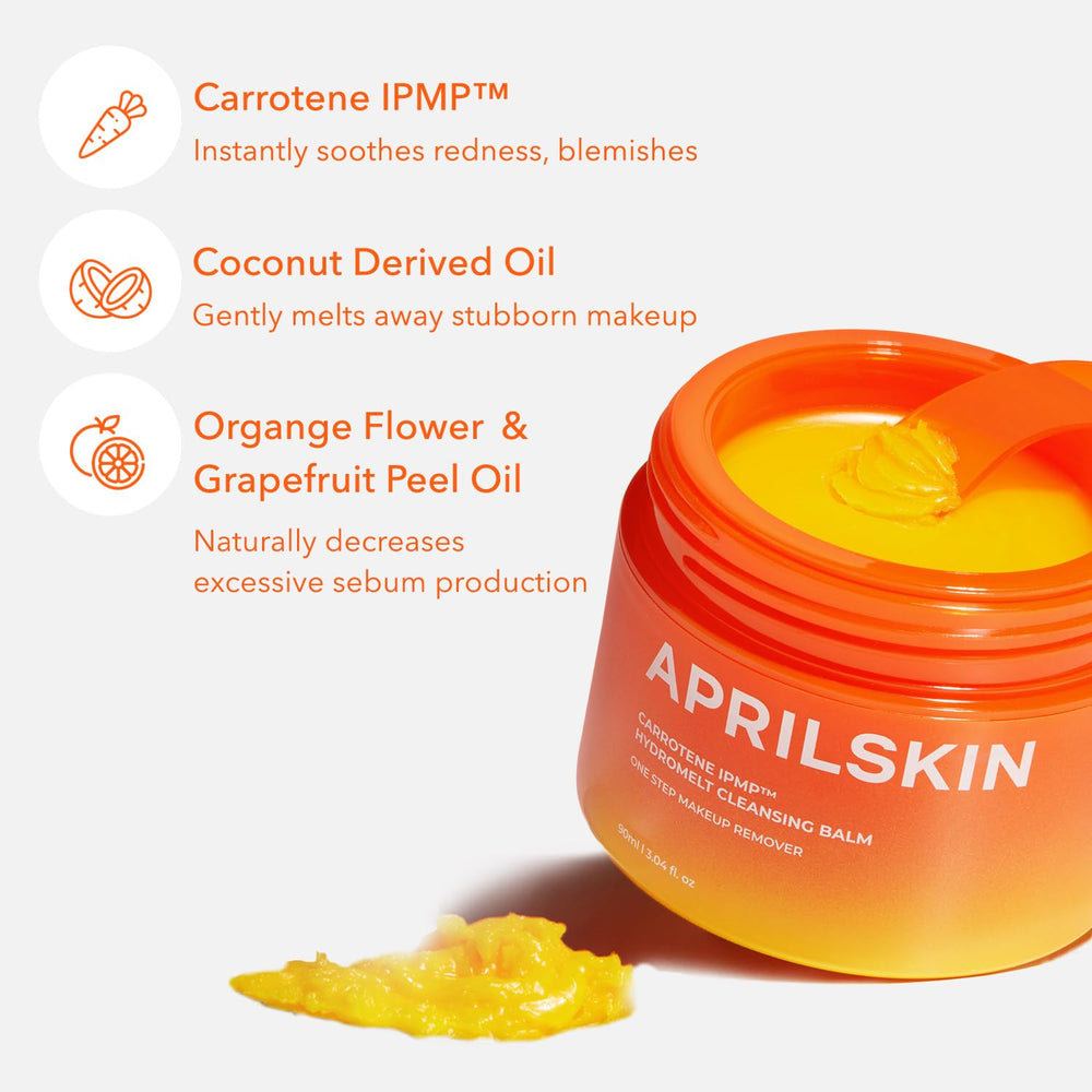 APRILSKIN Sebum-control close-up shows balm dissolving excess oil without clogging pores.