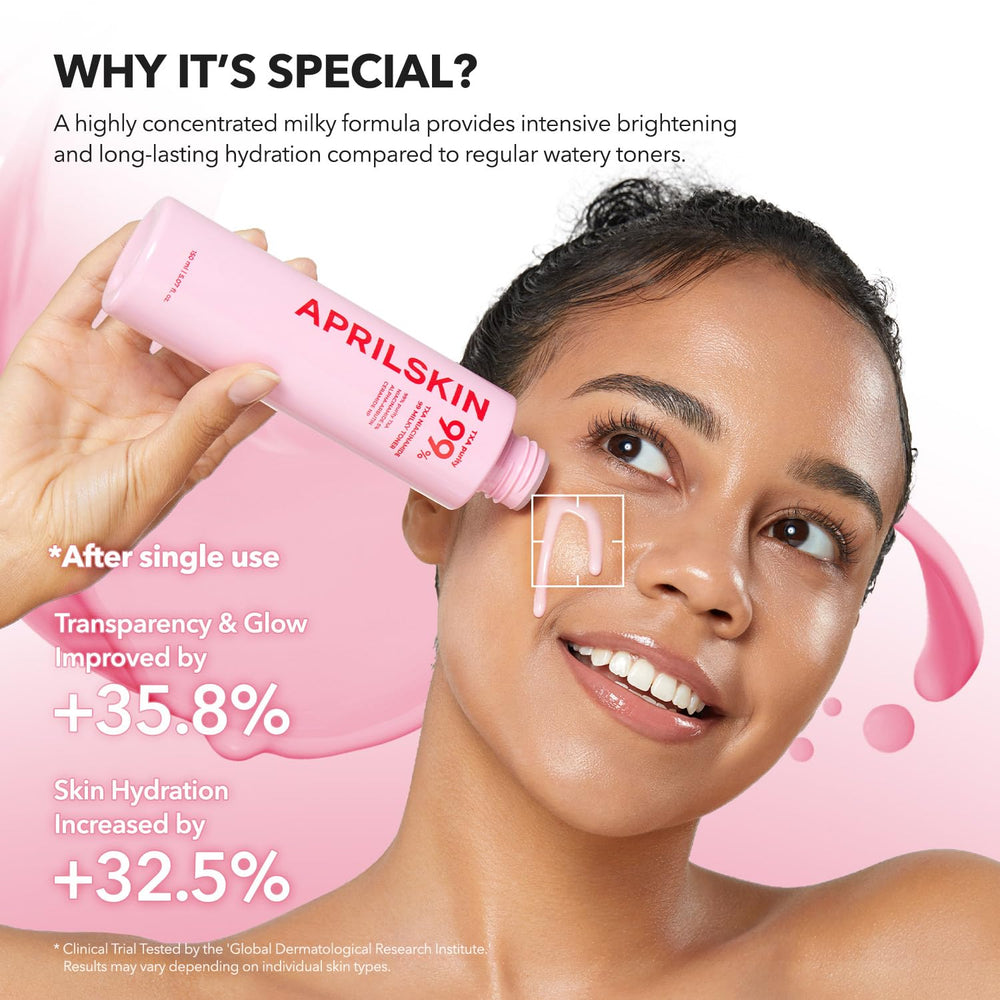 APrilskin pink milky texture applied to skin for a smooth, non-sticky feel