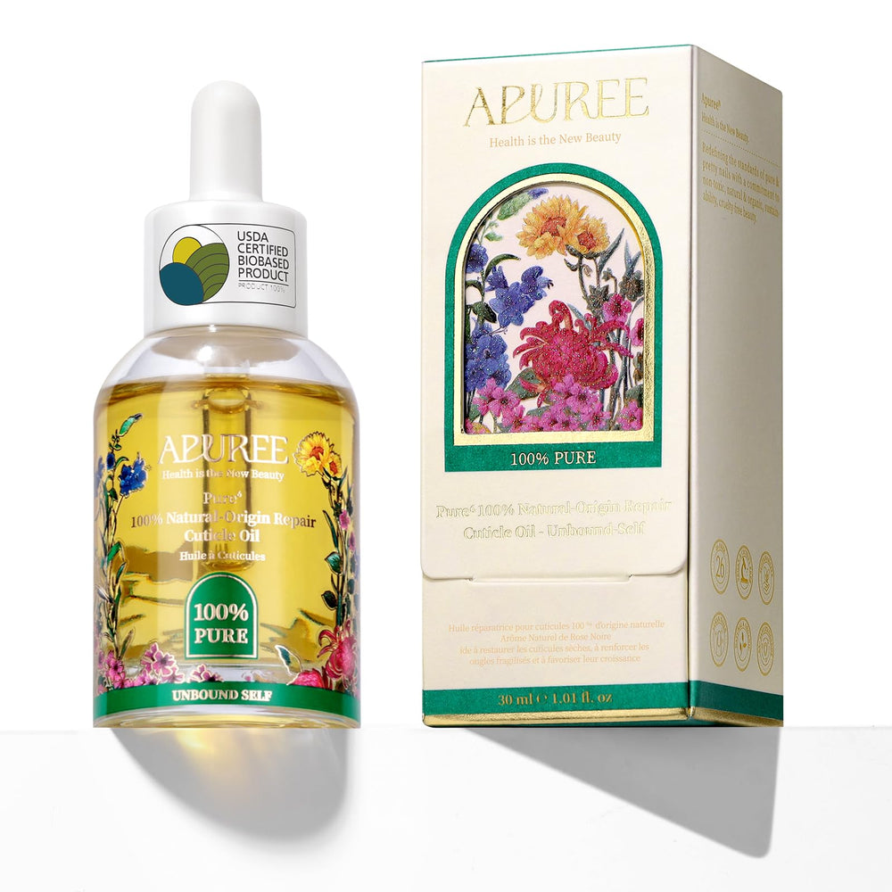 APUREE cuticle oil bottle closeup showing premium bio-based formula for healthy nails