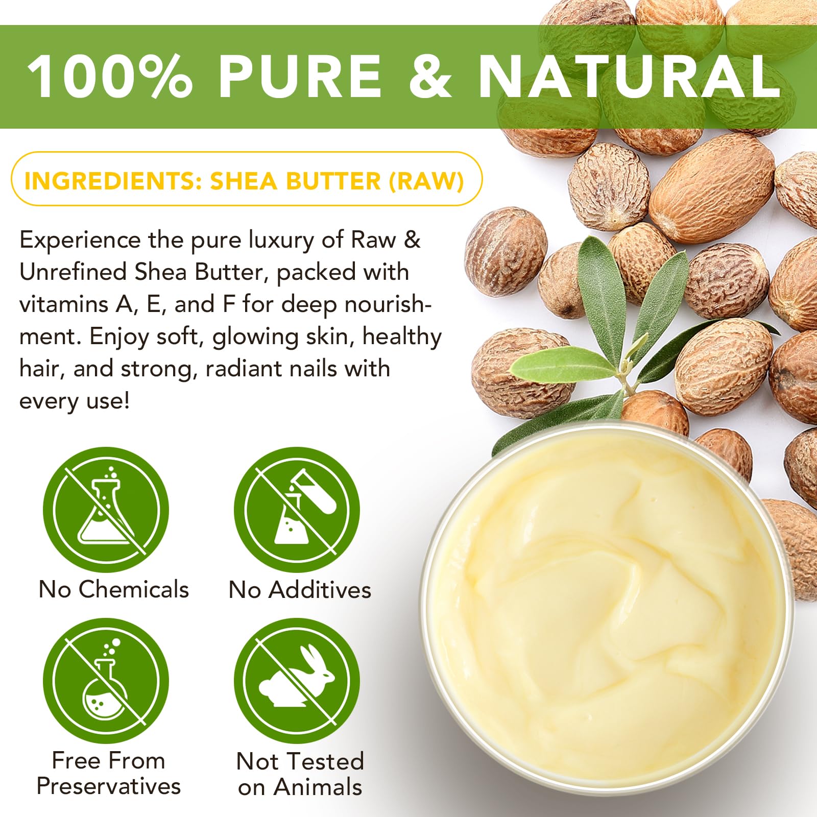 APUUFYQC Shea Butter texture closeup highlights creamy richness for smoother skin.