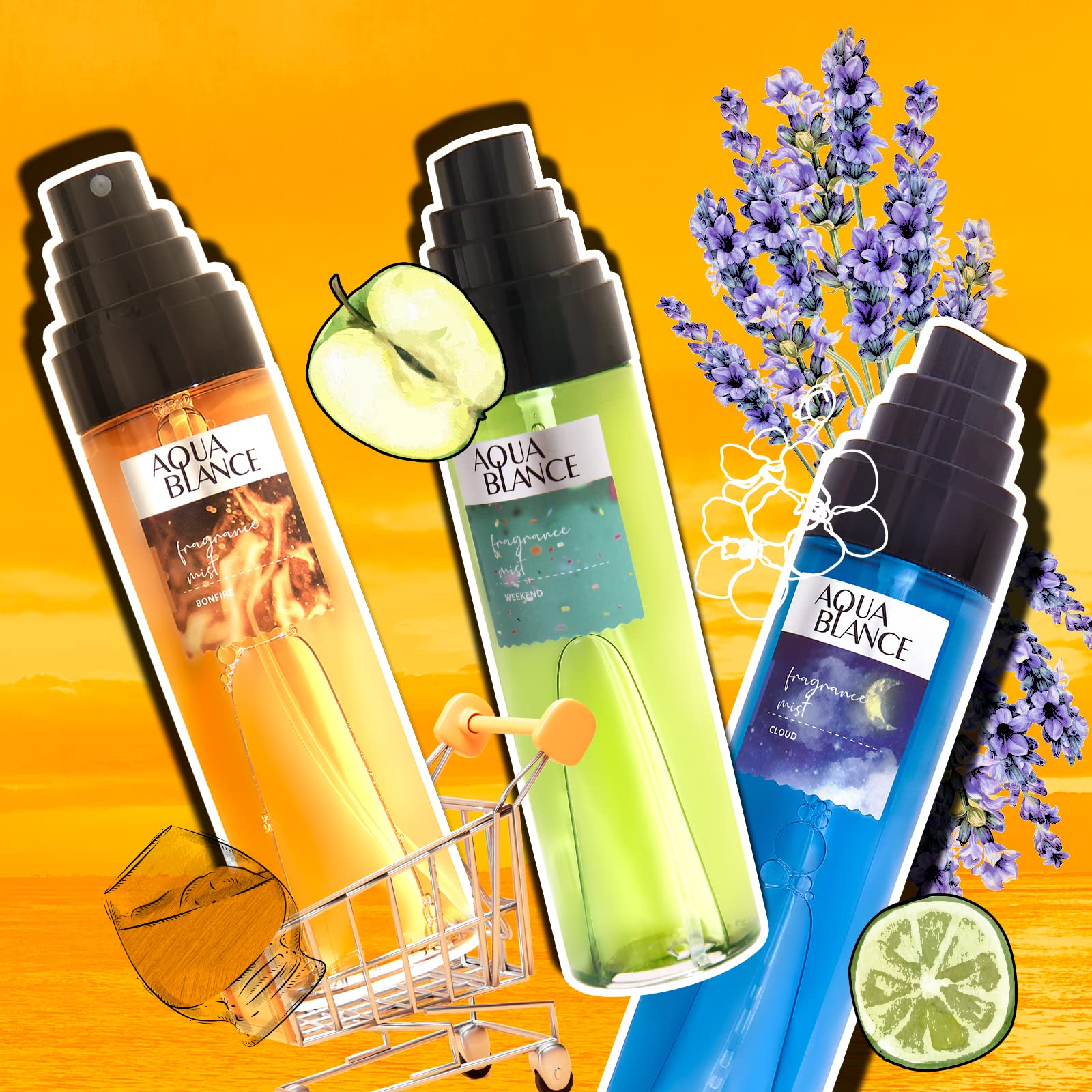 AQUA BLANCE gift set opened to reveal three elegant mists
