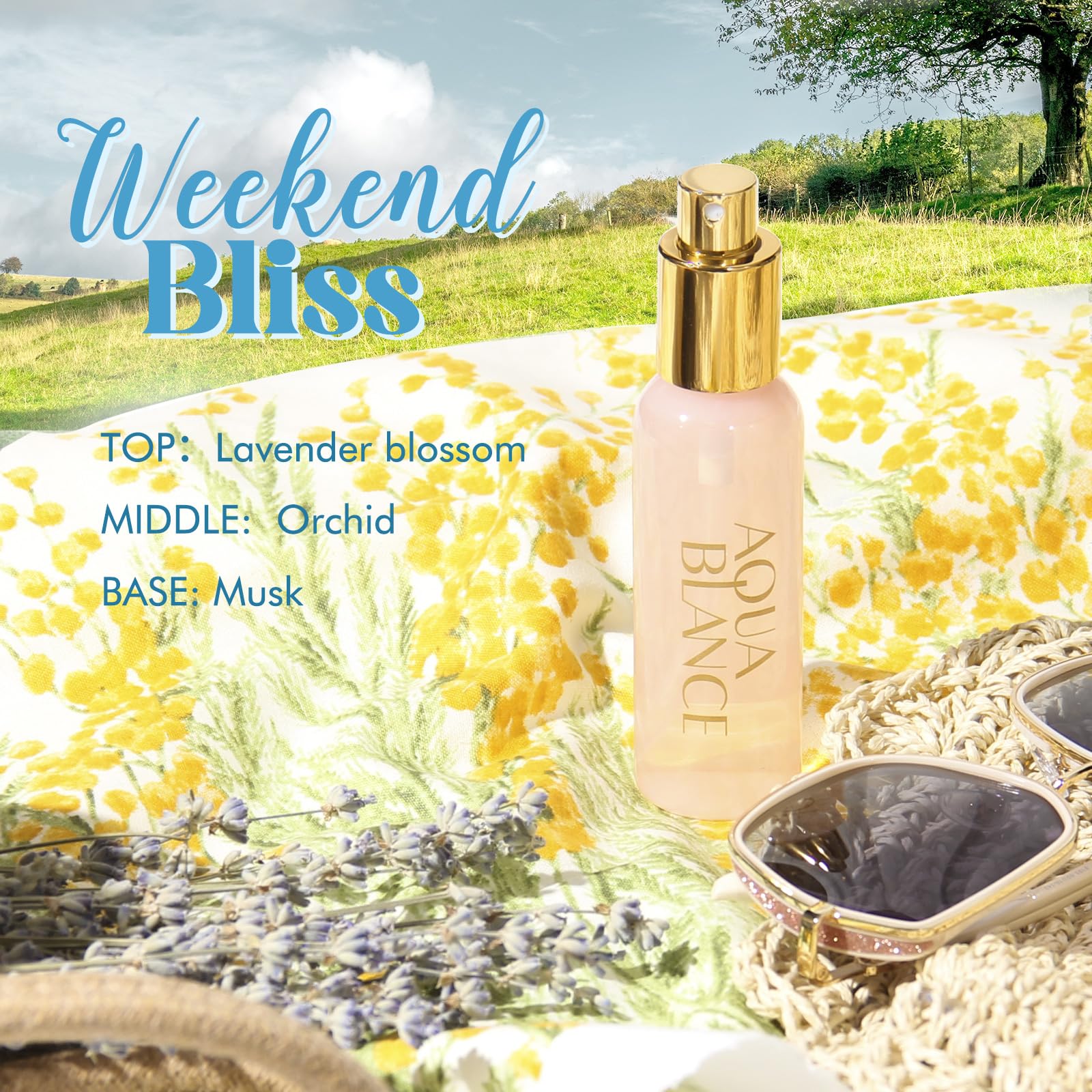 AQUA BLANCE Floating Dreams bottle mist capturing fruity notes for a refreshing pick me up.