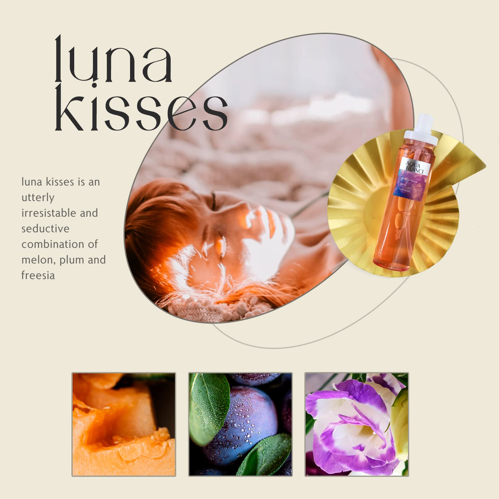 Aqua Blance fragrance mist spray applied to skin for a fresh mood.