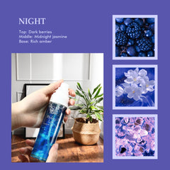AQUA BLANCE Night bottle offers warm berry and jasmine aura.