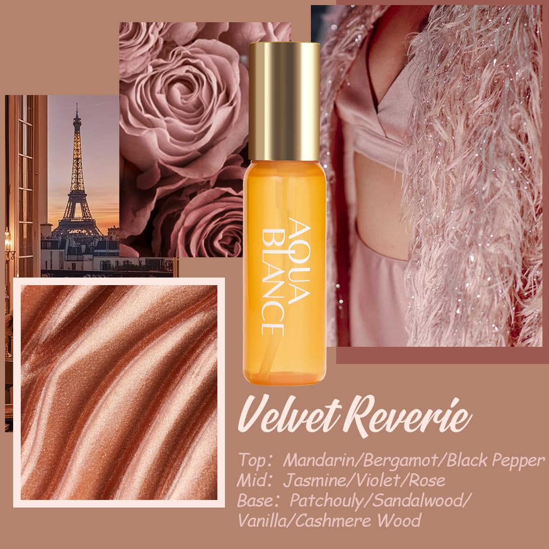 AQUA BLANCE Velvet Reverie travel pack, compact scent collection.
