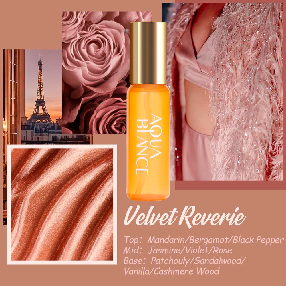 AQUA BLANCE Velvet Reverie travel pack, compact scent collection.