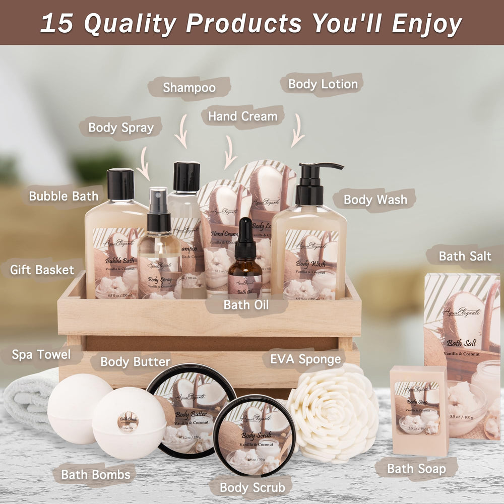 Aqua Elegante coconut vanilla body wash offers creamy lather with relaxing scent.