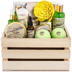 Aqua Elegante green tea and lemongrass gift basket ready for gifting and relaxation.