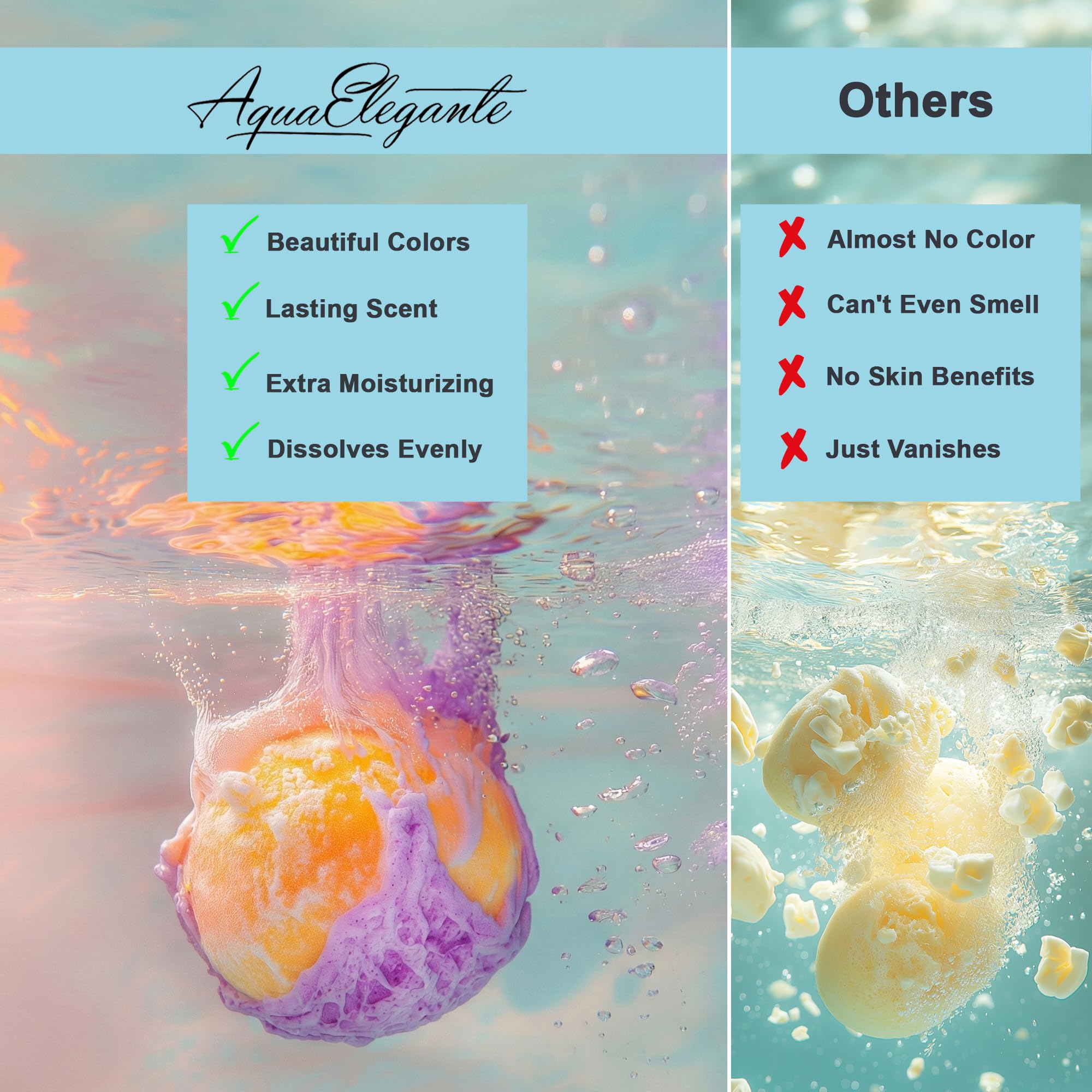 Vanilla scent bath bomb with shea butter for silky skin.