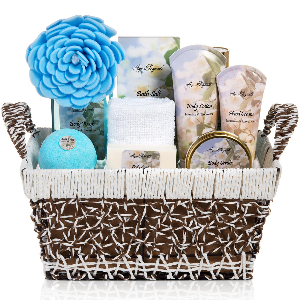 Aqua Elegante Jasmine & Lavender wash bottle for a calming bath ritual.