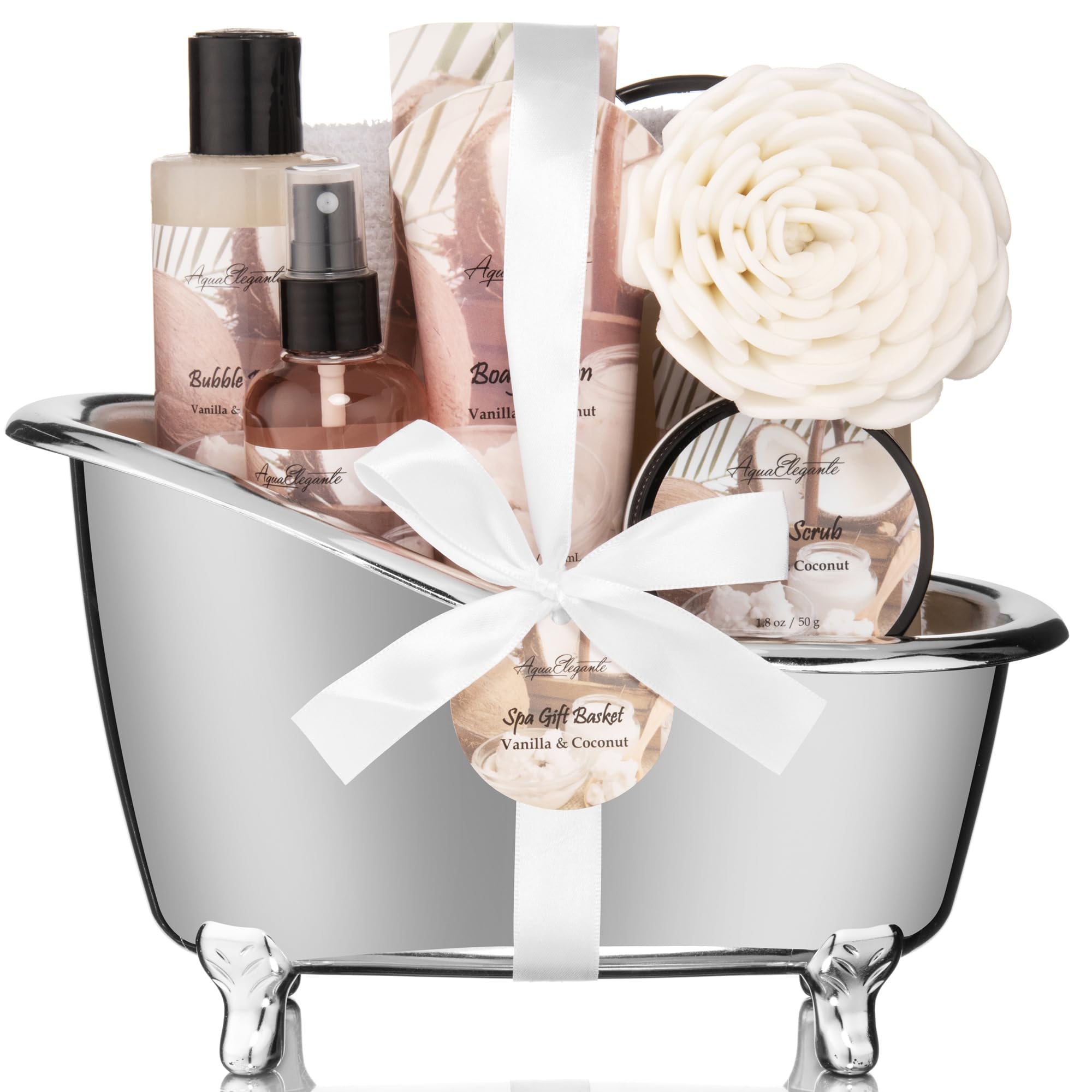 Aqua Elegante spa gift basket full set demonstrates premium bath essentials for a thoughtful gift.