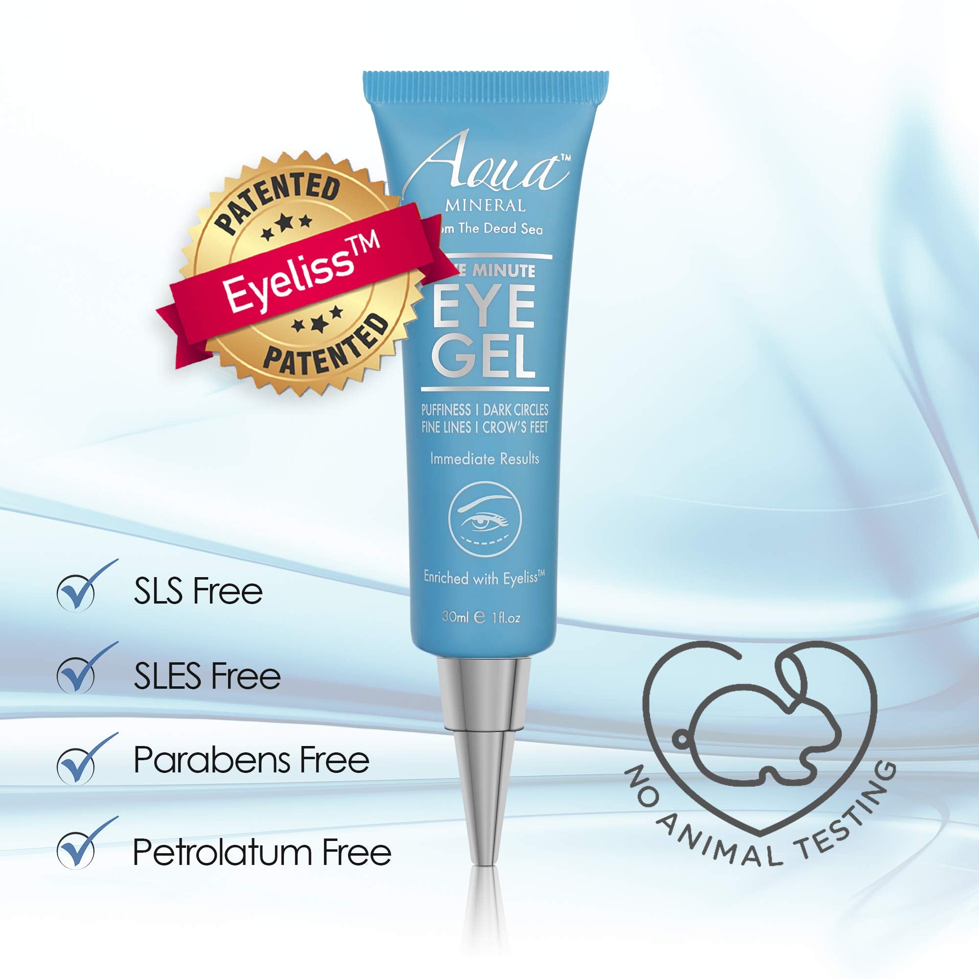 Portable Aqua Mineral 1 oz tube for on-the-go eye care.