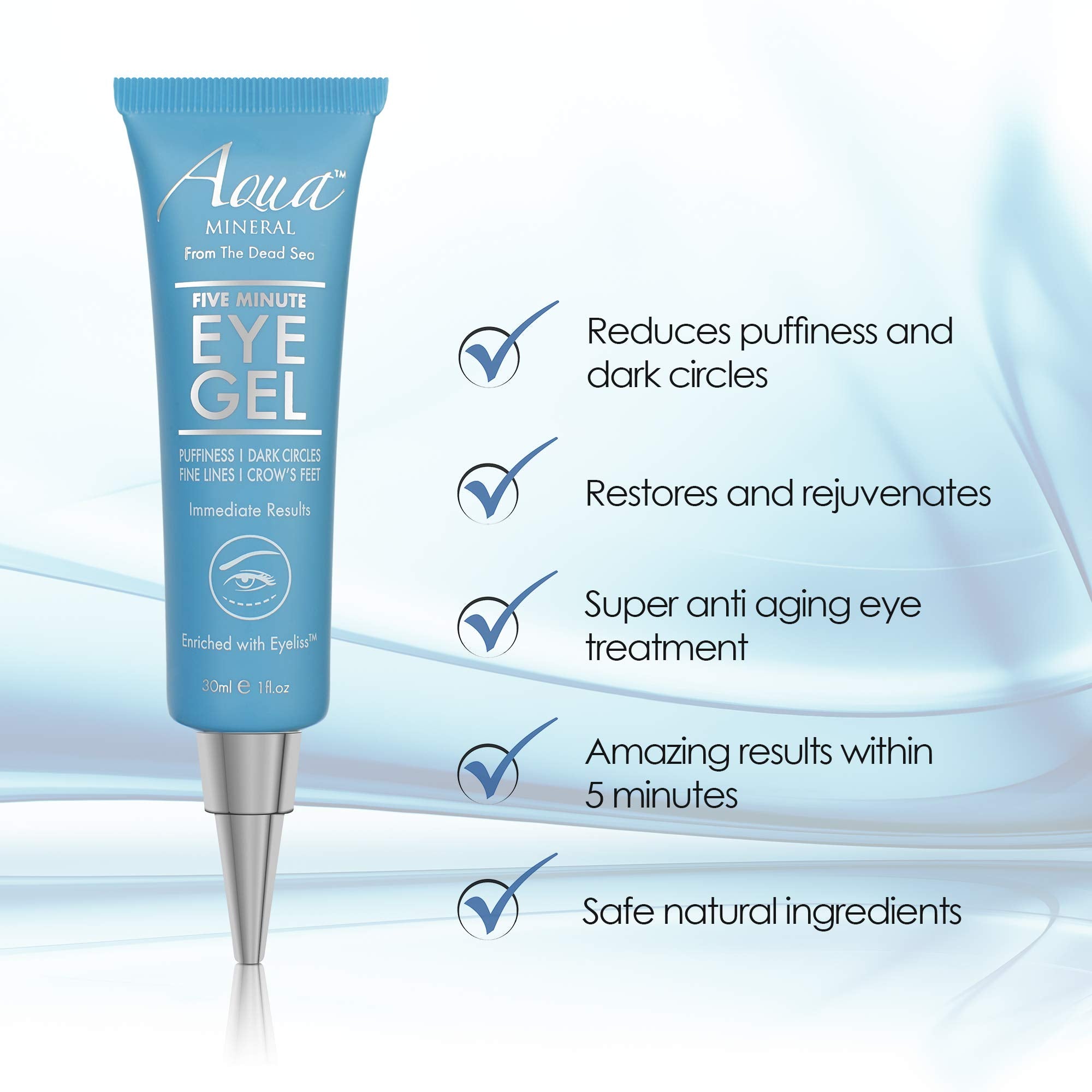 Aqua Mineral Hyaluronic Acid locks in moisture around the eyes.