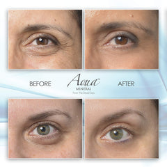 Close-up of Aqua Mineral gel showing quick under-eye smoothing action.