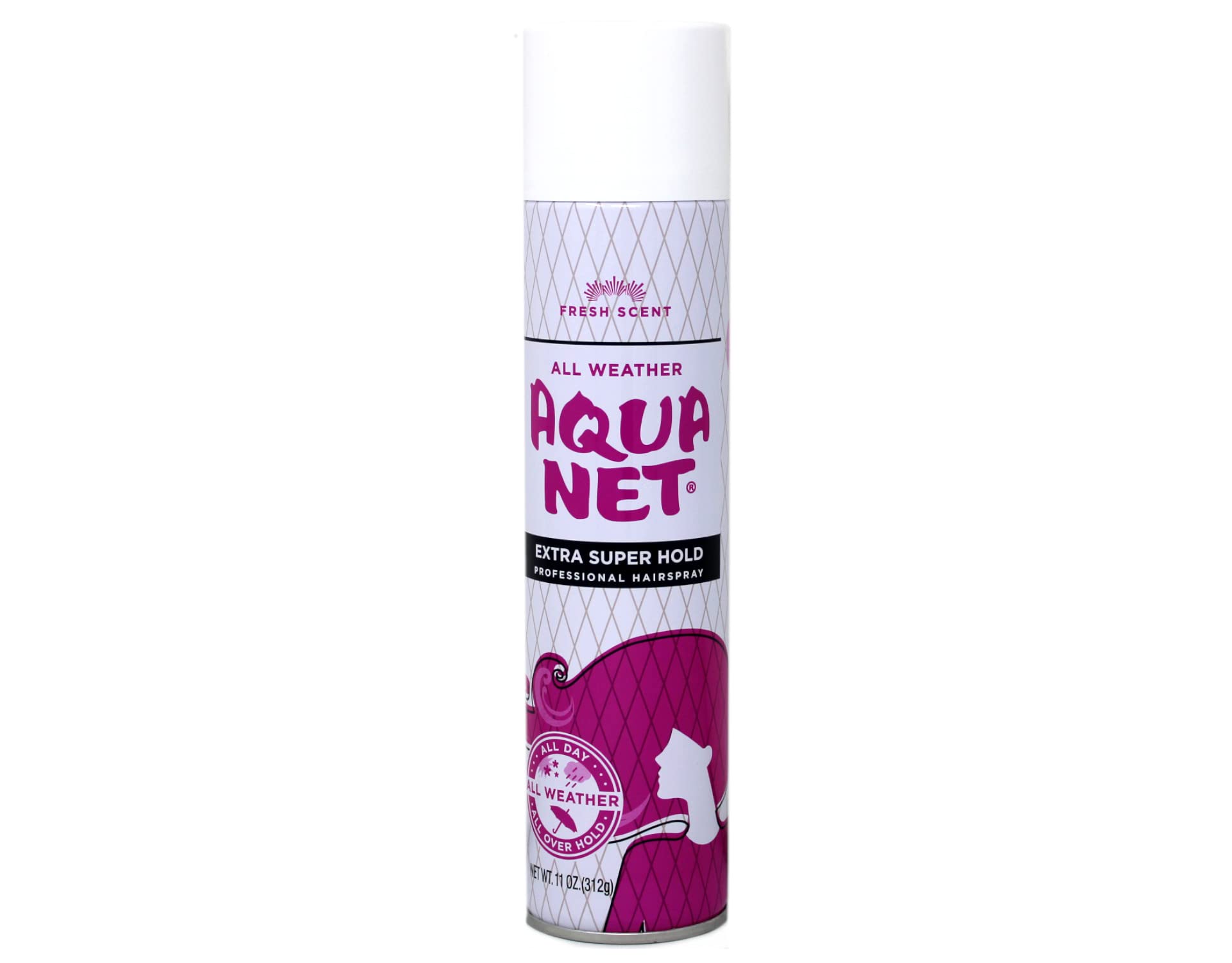Aqua Net cap detail focusing on easy application and secure spray