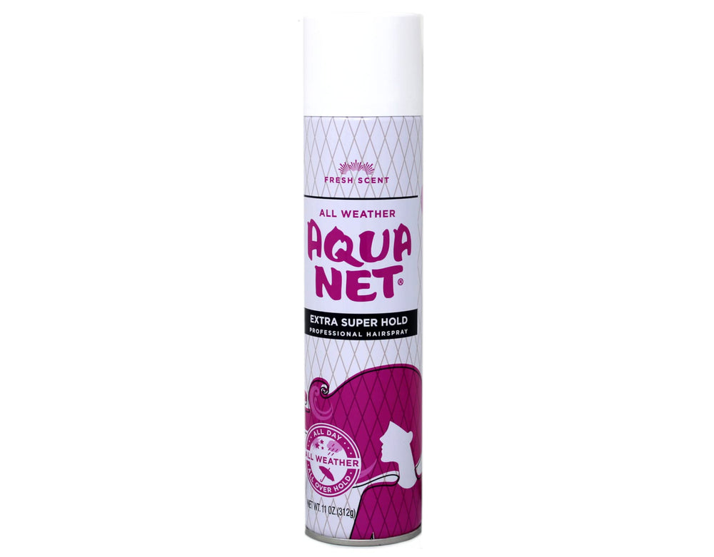 Aqua Net cap detail focusing on easy application and secure spray