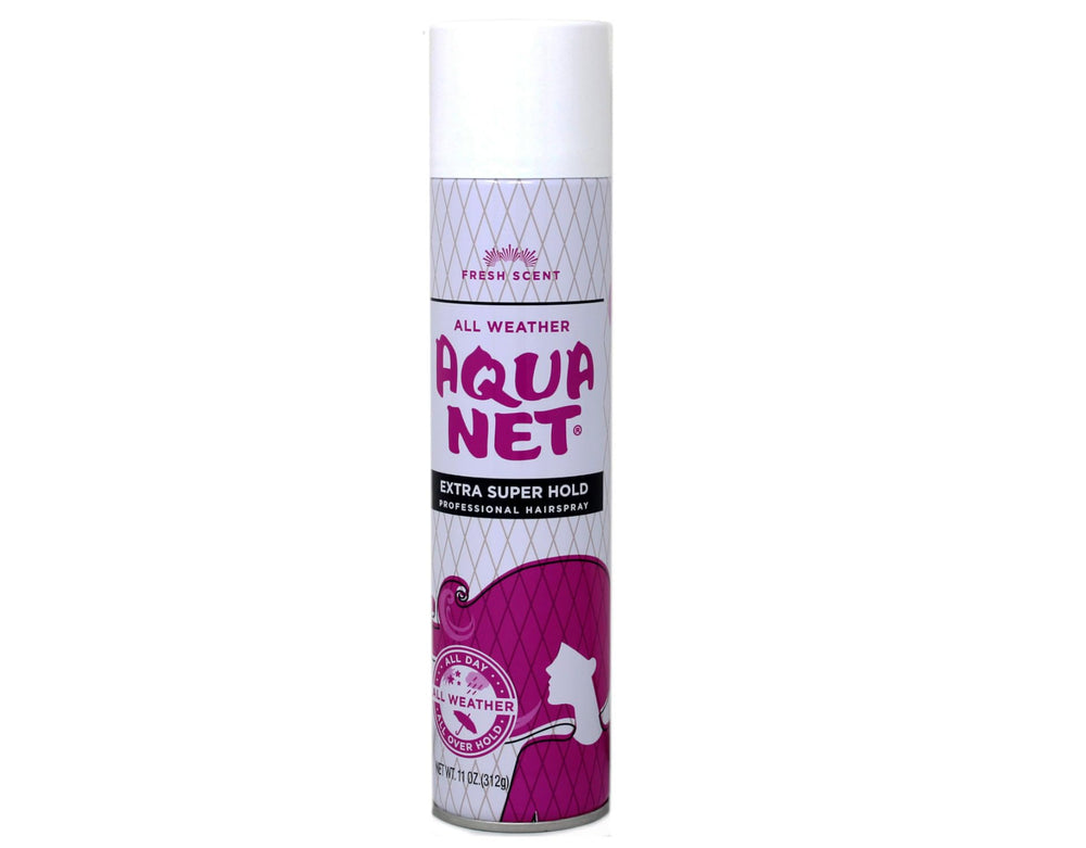 Aqua Net professional spray mist used in styling projects for quick-dry results.