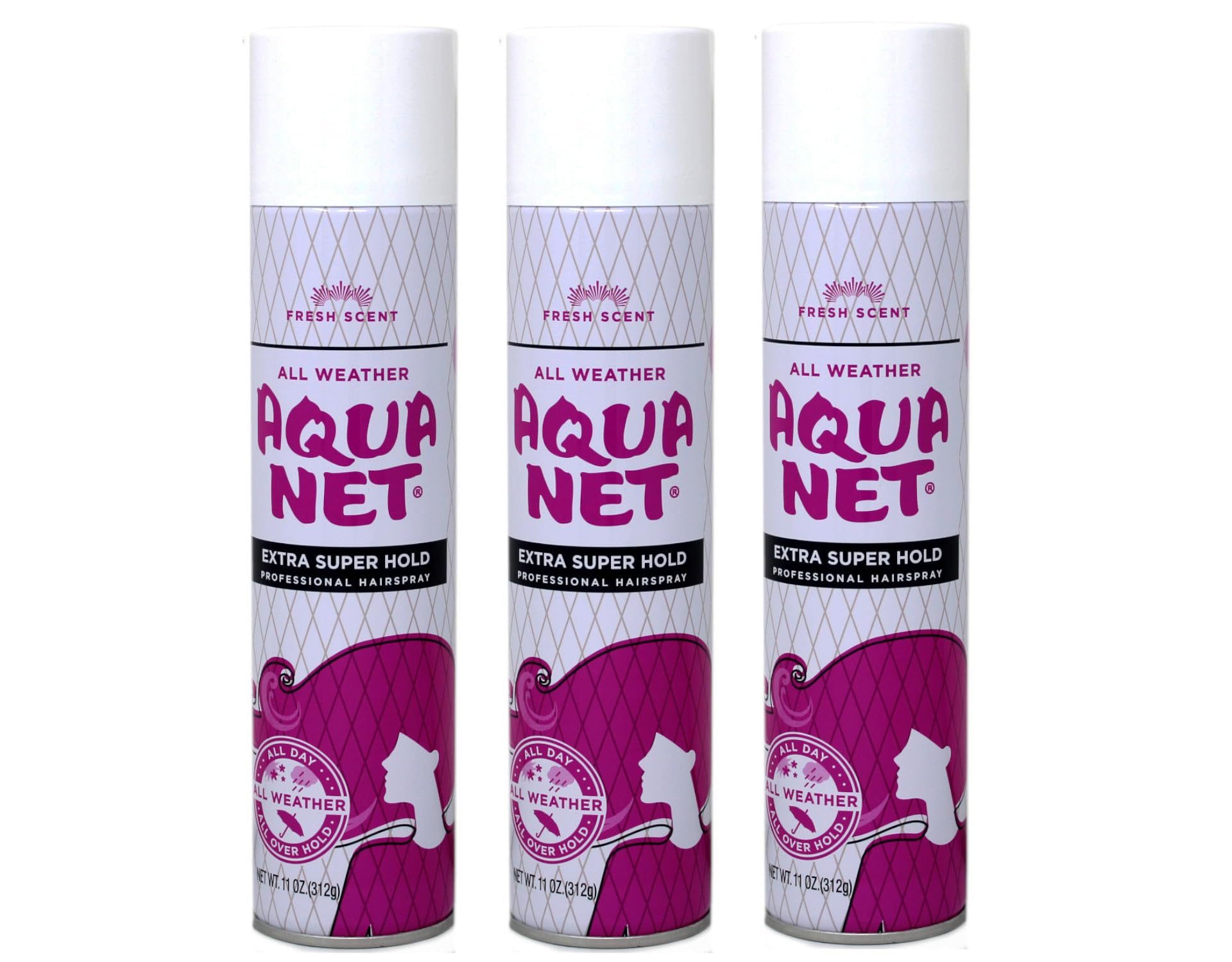 Aqua Net Professional Hair Spray bottle angled to show strong hold for all-day style.