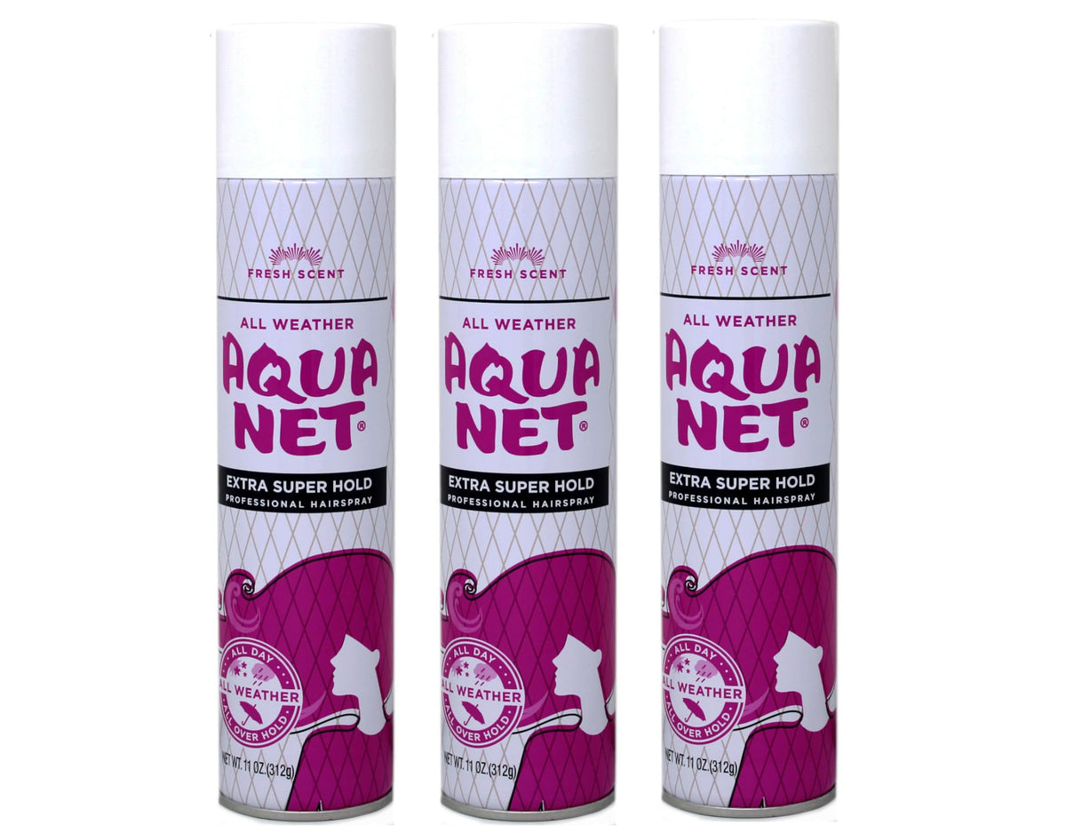 Aqua Net Professional Hair Spray bottle angled to show strong hold for all-day style.