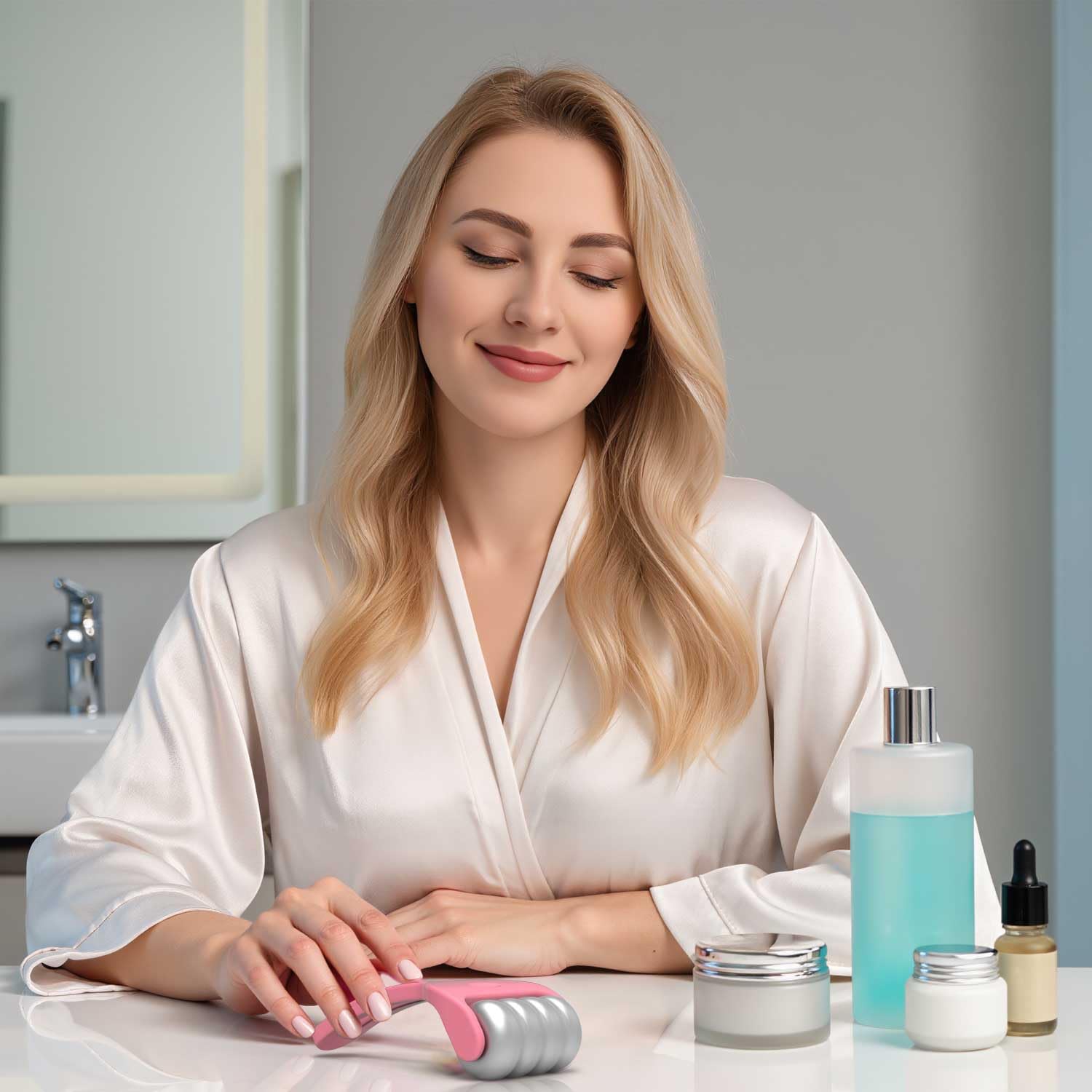 AQUAPEN Ice Roller in a cold-heat setup offering versatile therapy for skin and muscles.