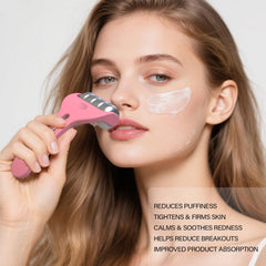 AQUAPEN Ice Roller with wave-edge design promoting gentle lymphatic drainage around eyes.
