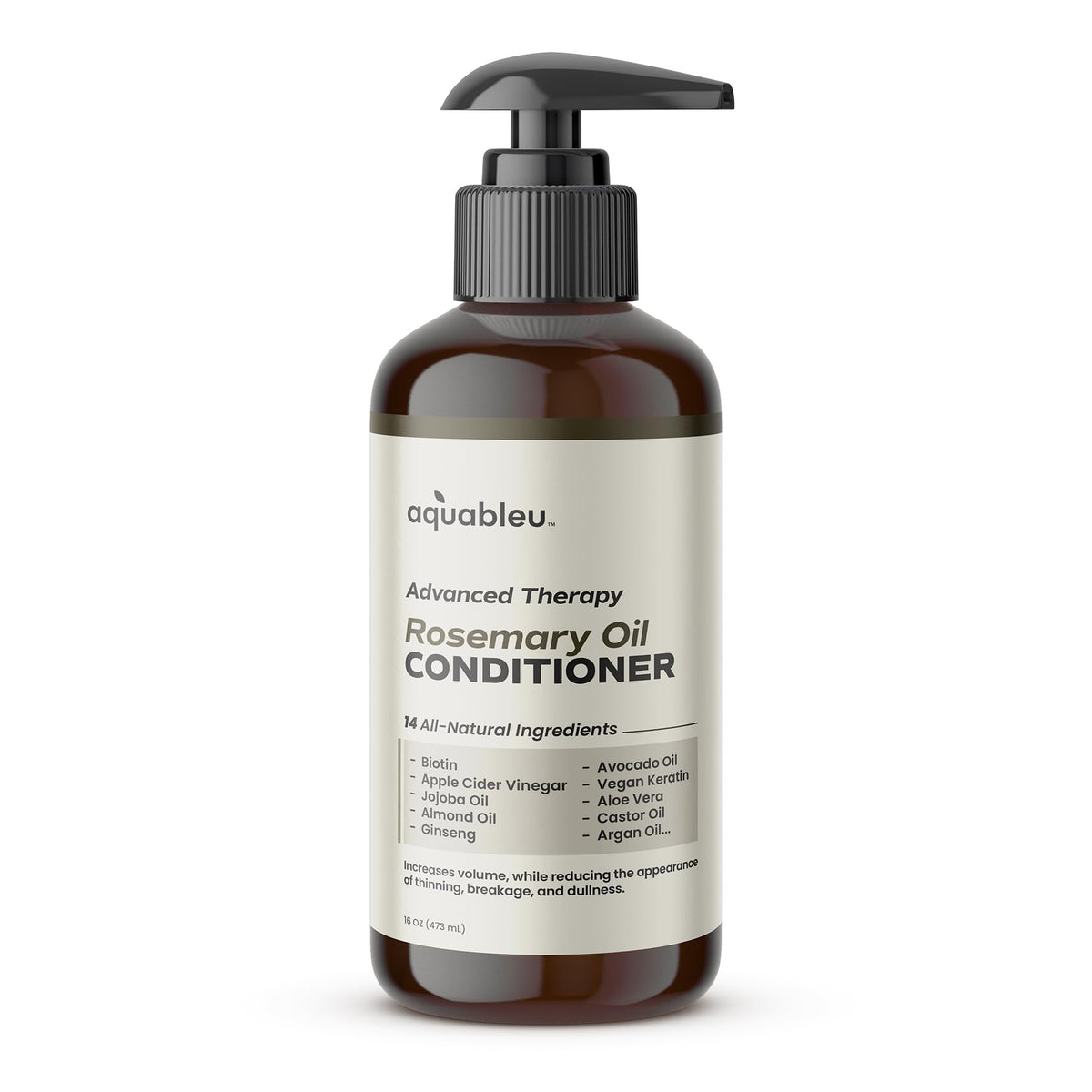 Aquableu Advanced Therapy Conditioner bottle pouring for easy application and nourished-looking hair.