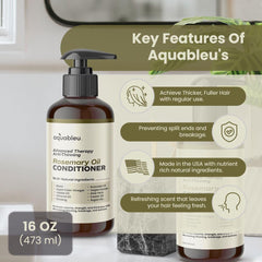 Aquableu Advanced Therapy Conditioner label closeup, showcasing vegan keratin and apple cider vinegar.