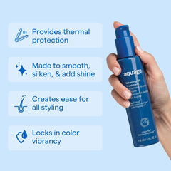 Aquage SeaExtend Silkening Oil in hand for precise frizz control