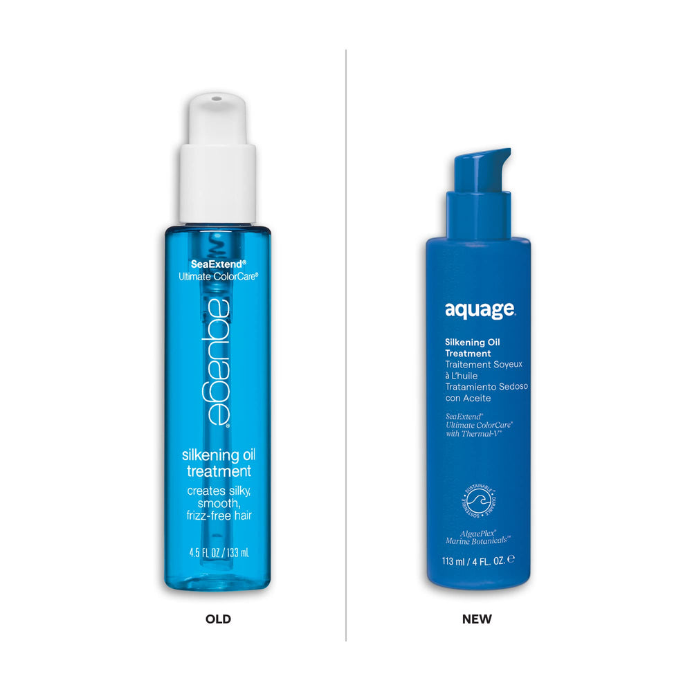 Aquage SeaExtend Silkening Oil pours to demonstrate easy application