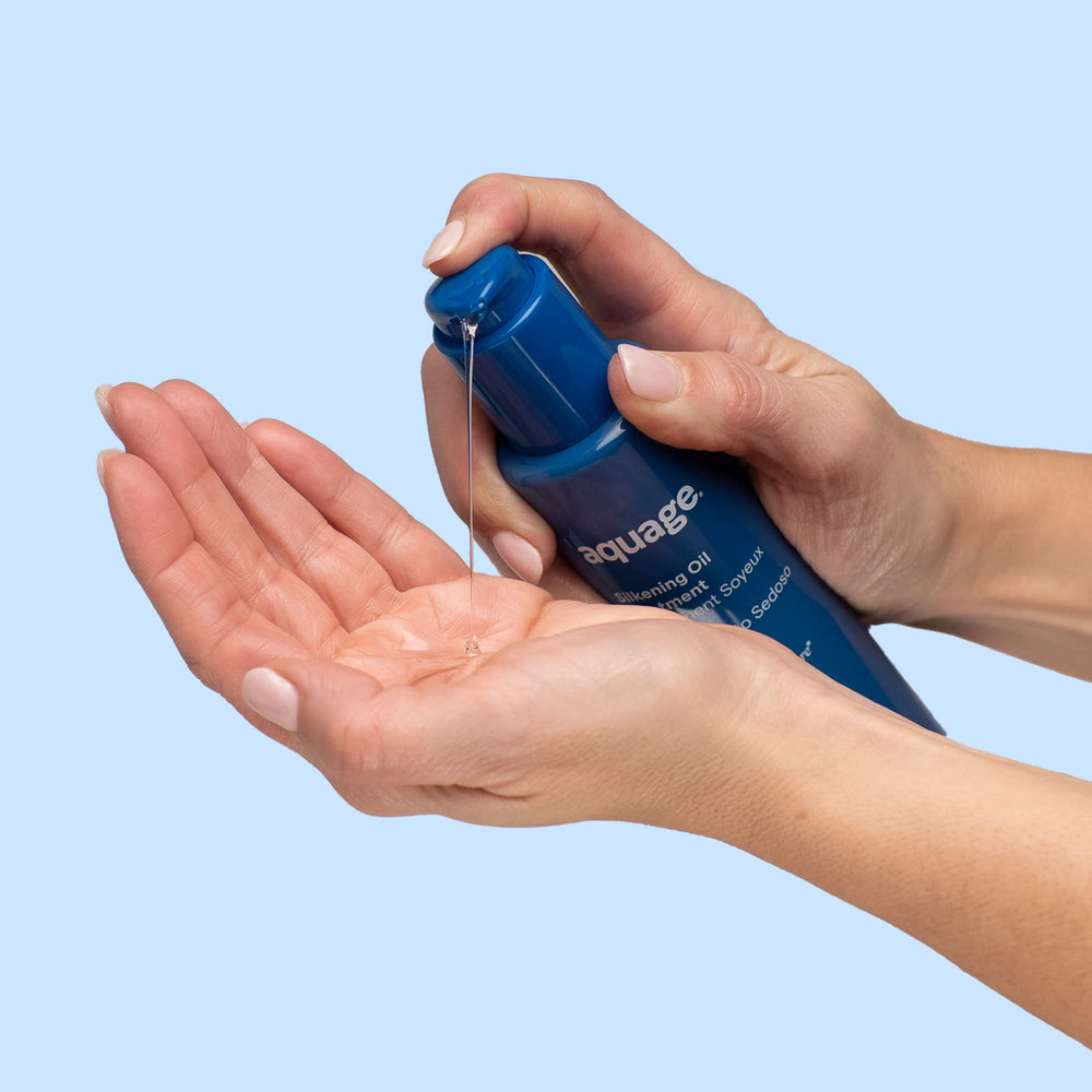 Aquage Silkening Oil delivers a glossy finish
