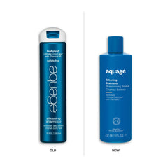 Close-up of sleek, shiny hair after using Aquage SeaExtend Silkening Shampoo.