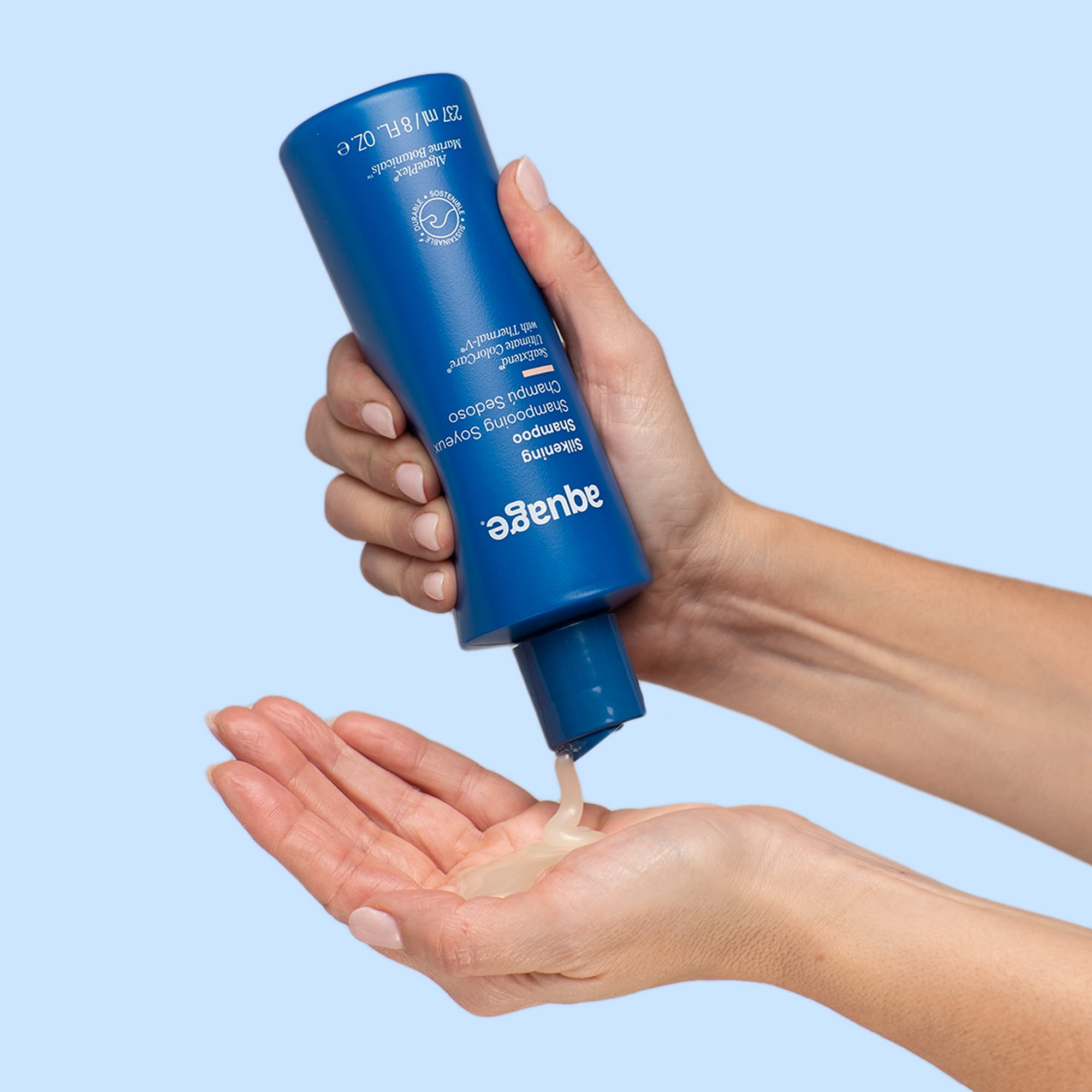 Gentle scalp massage with Aquage SeaExtend Silkening Shampoo during a wash.