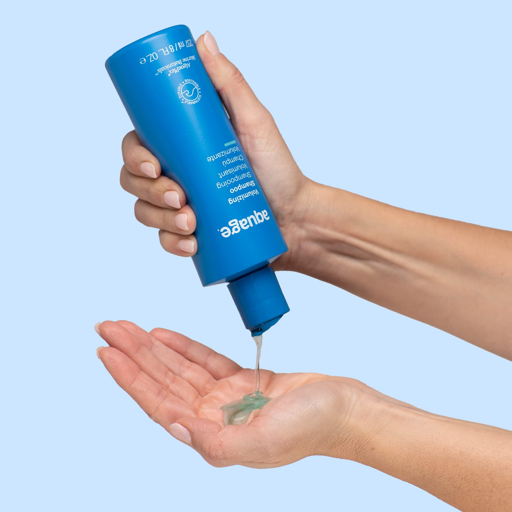 Aquage Volumizing Shampoo after-wash hair with smooth texture and body