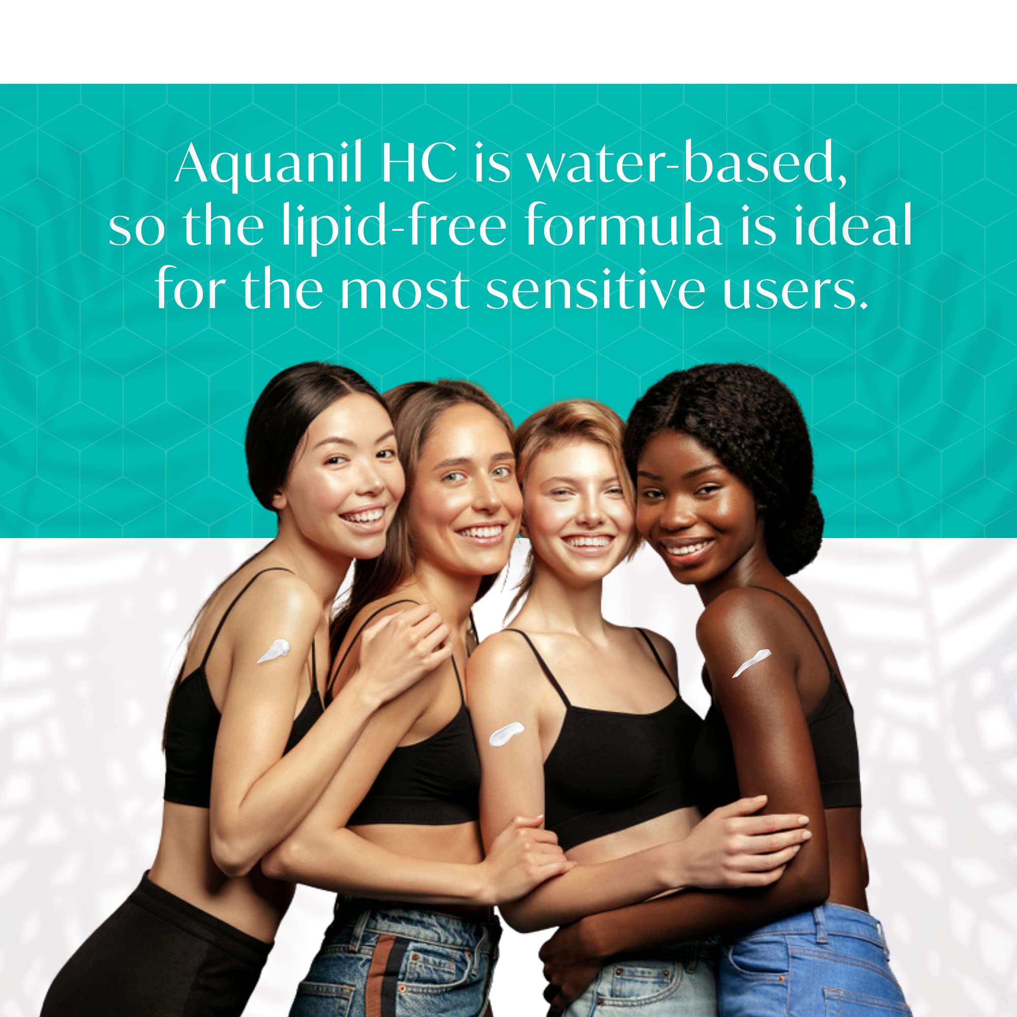 Aquanil HC Lotion skin-care routine shot suggests gentle relief during daily activities.
