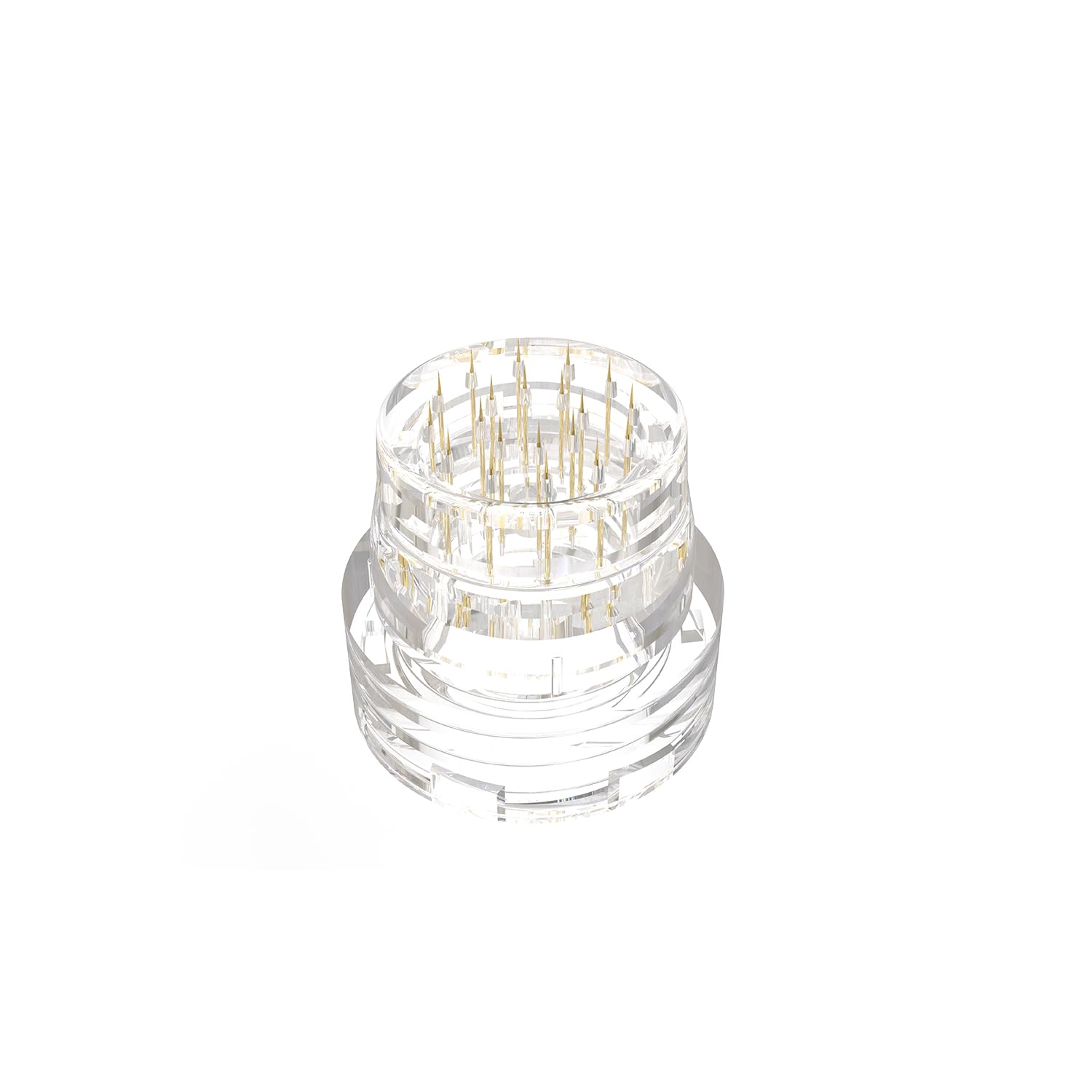 AQUAPEN derma stamp head with threaded glass vial connection enables quick, secure attachment.
