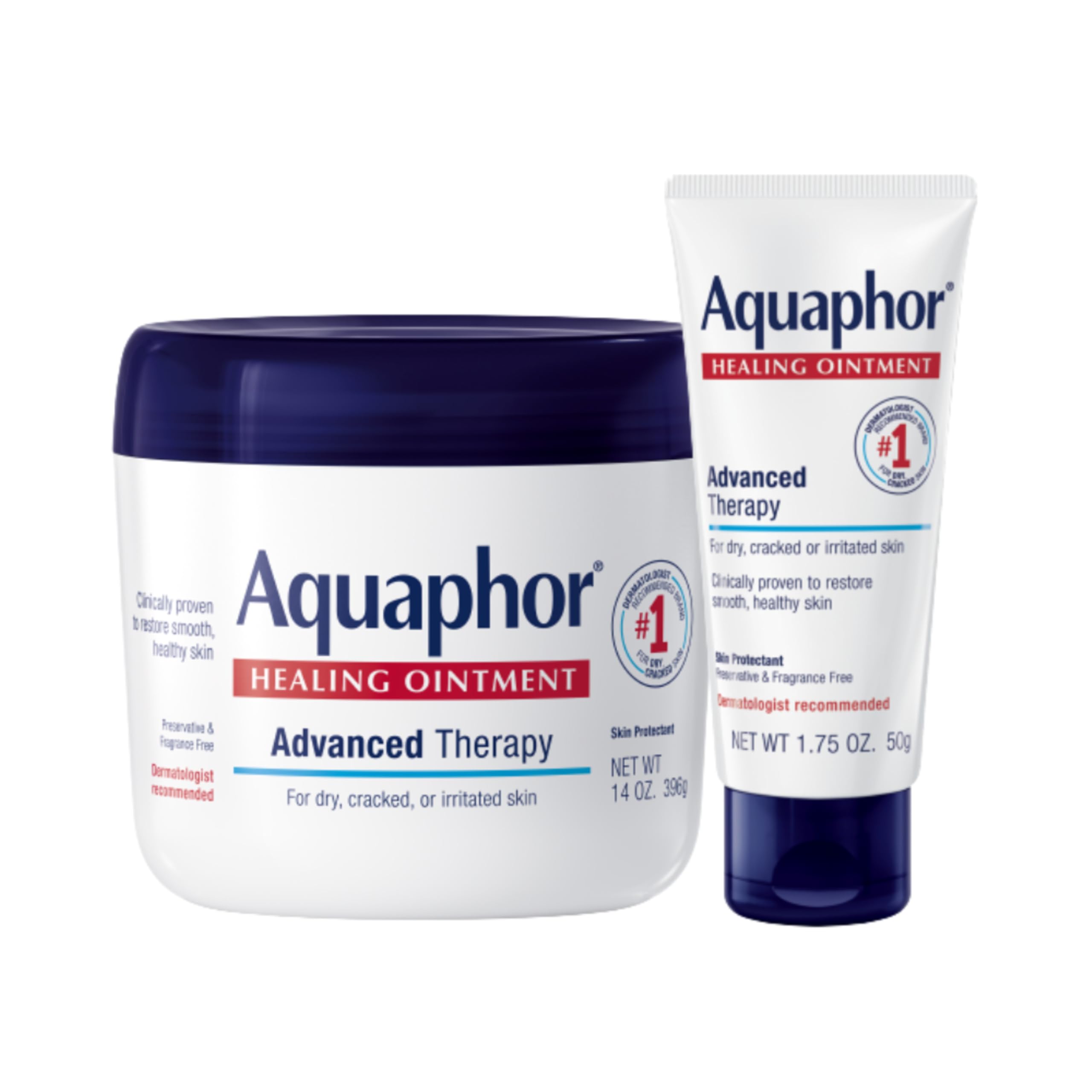 Aquaphor Healing Ointment jar close-up for versatile dry skin protection.