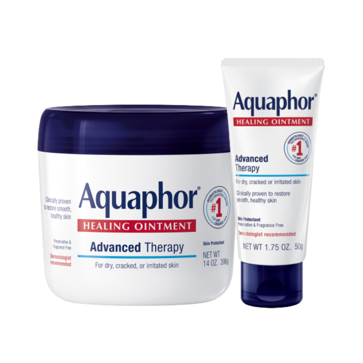 Aquaphor Healing Ointment jar close-up for versatile dry skin protection.