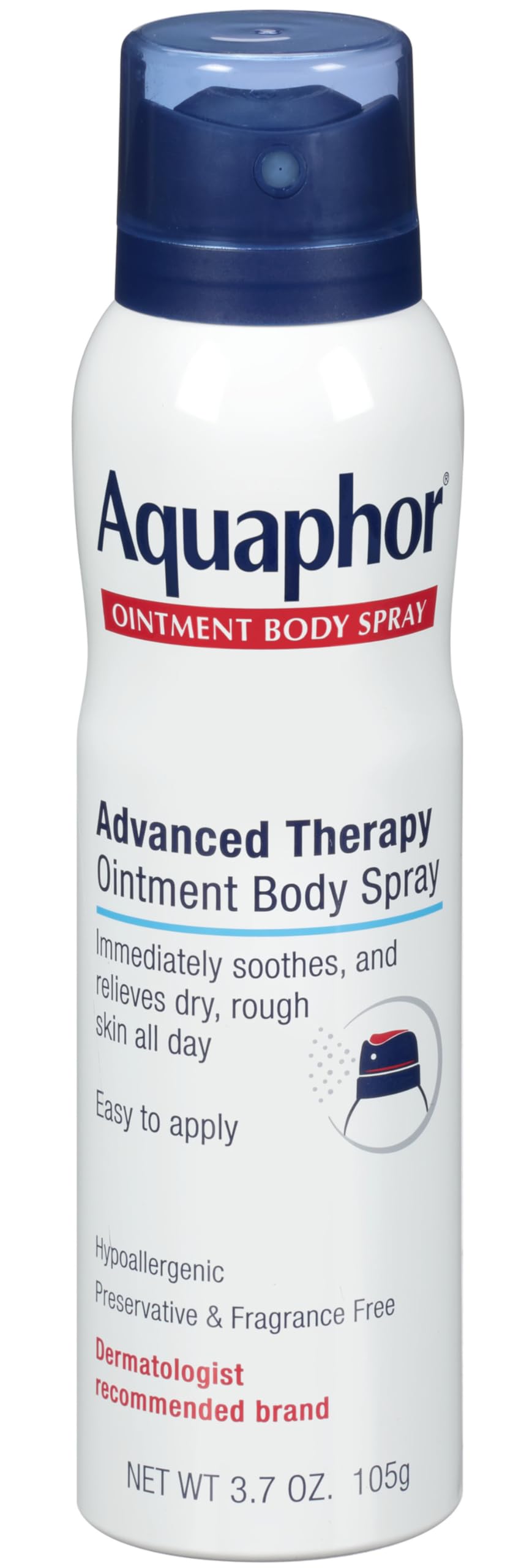 Aquaphor Ointment Body Spray being applied to the arm for quick moisturization.