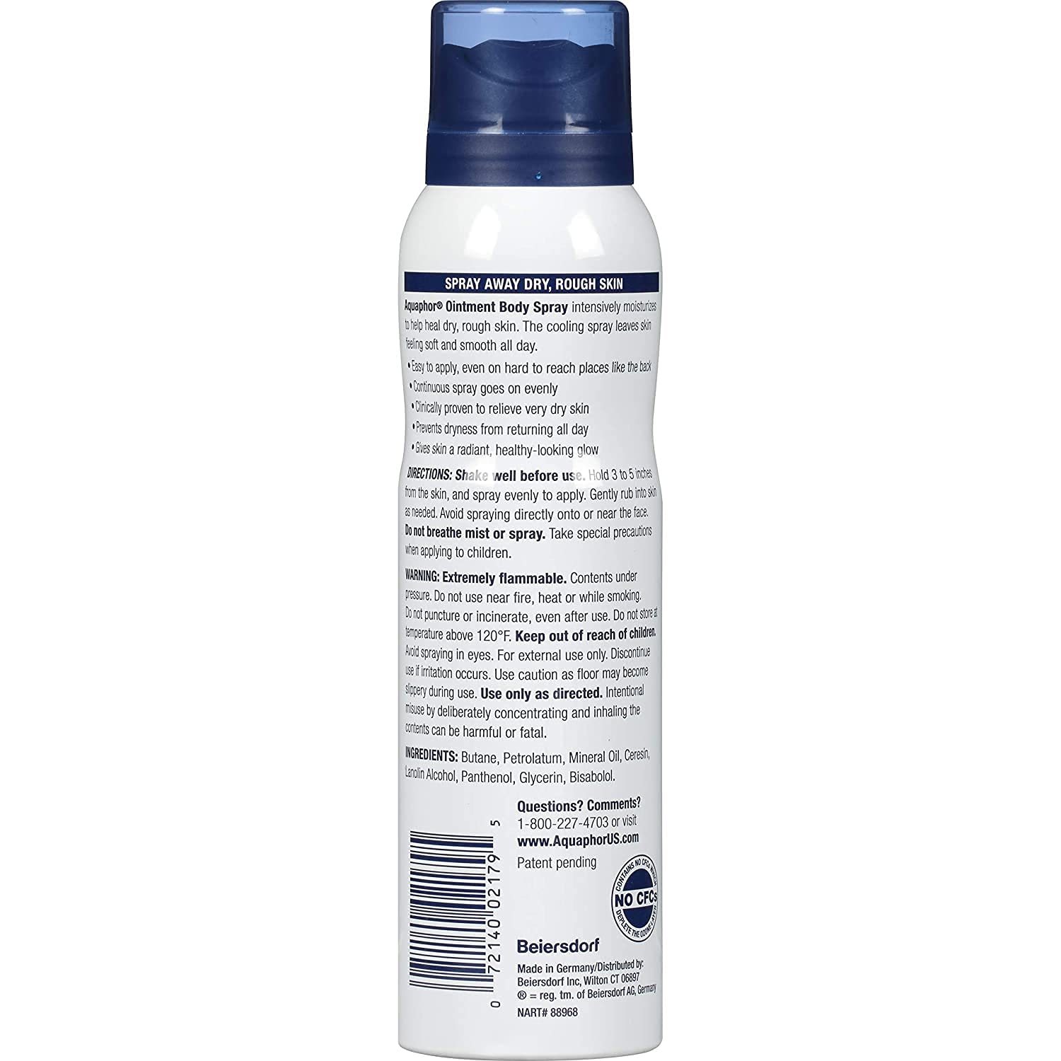 Aquaphor Ointment Body Spray used upside down to reach hard-to-reach areas.