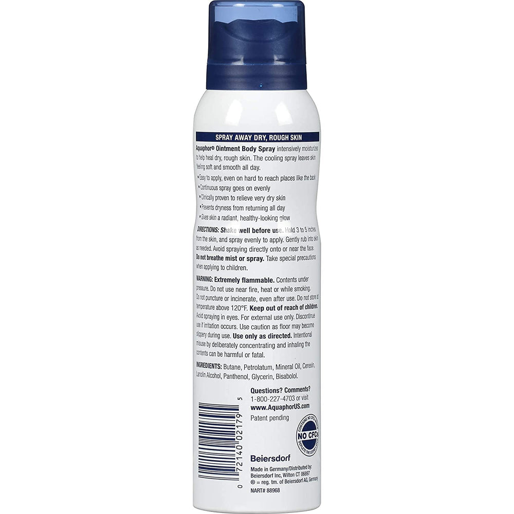 Aquaphor Ointment Body Spray used upside down to reach hard-to-reach areas.