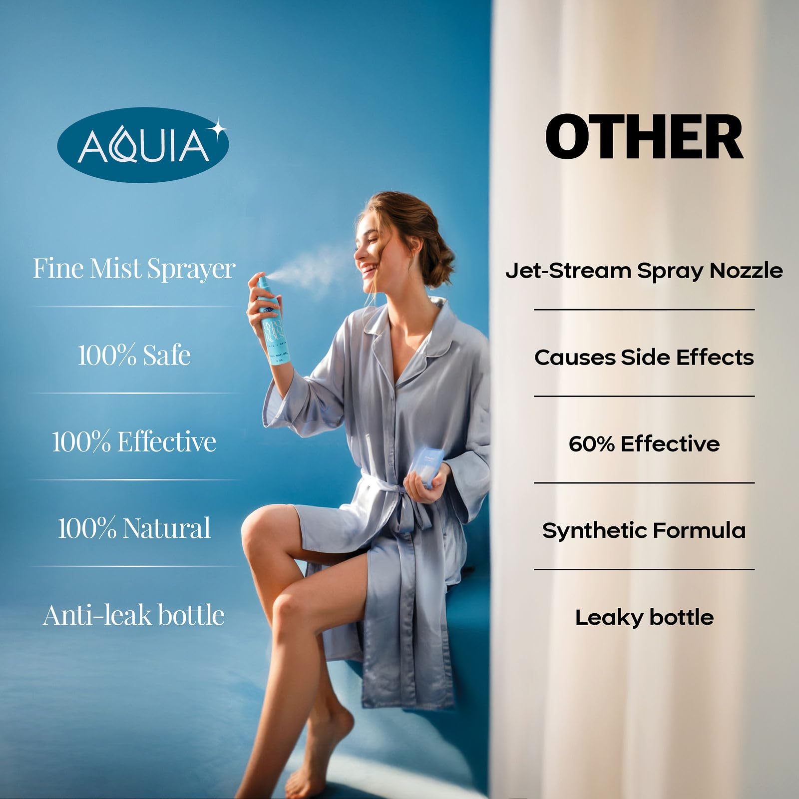 Aquia hypochlorous spray for full-face skin care after workouts.