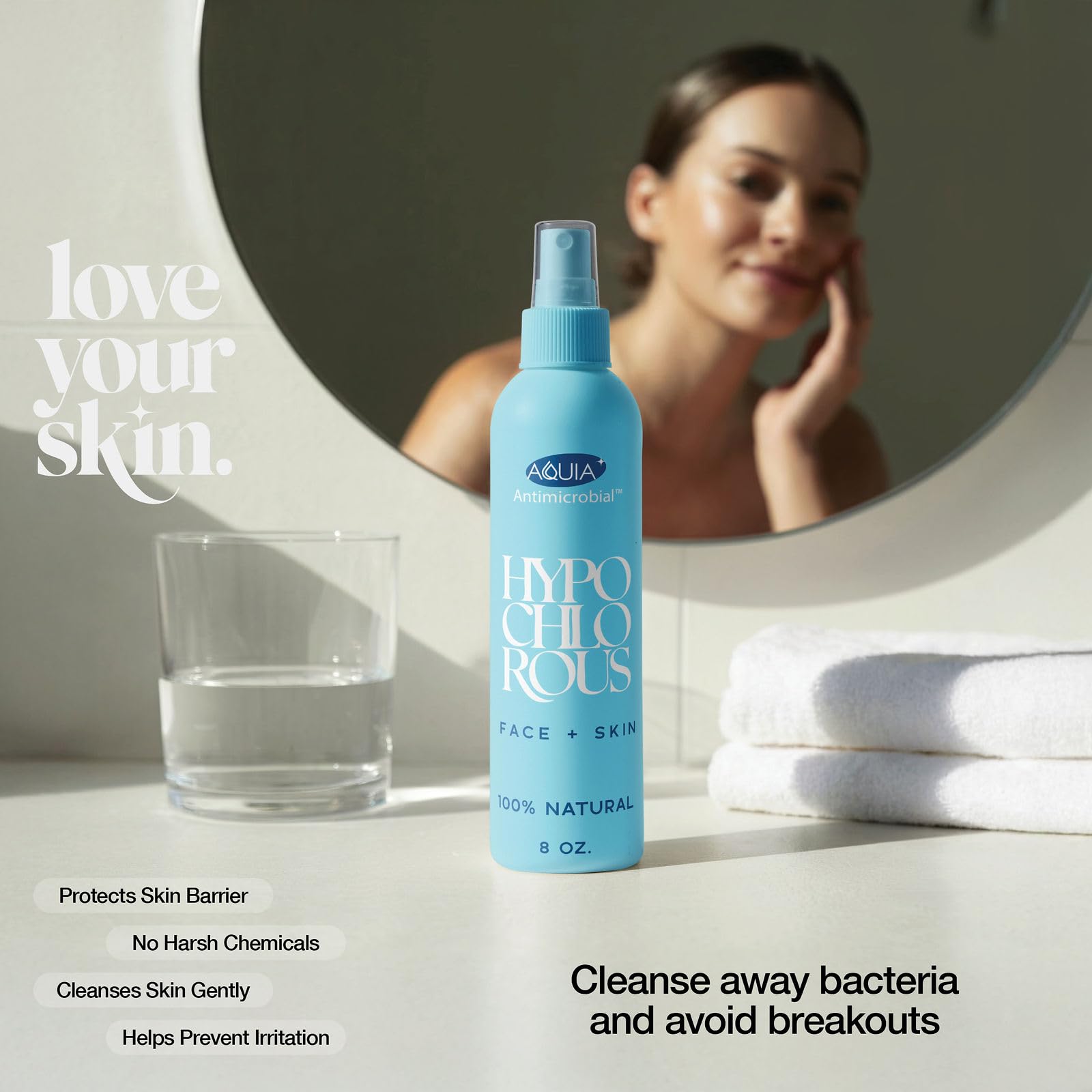 Aquia hypochlorous spray supports quick, clean skin after piercing or minor cuts.